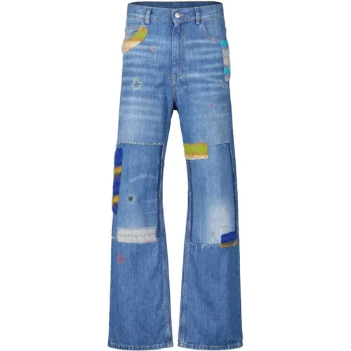 Bio-Denim Jeans mit Mohair-Applikationen - Marni - Modalova