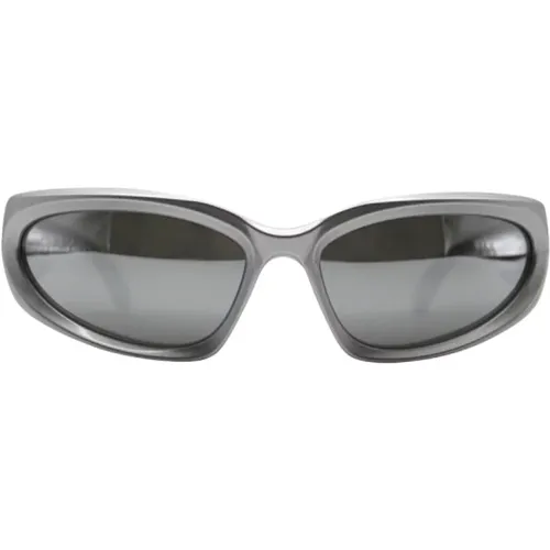 Silberne Oval Sonnenbrille mit Spiegellinsen , Damen, Größe: ONE Size - Balenciaga - Modalova
