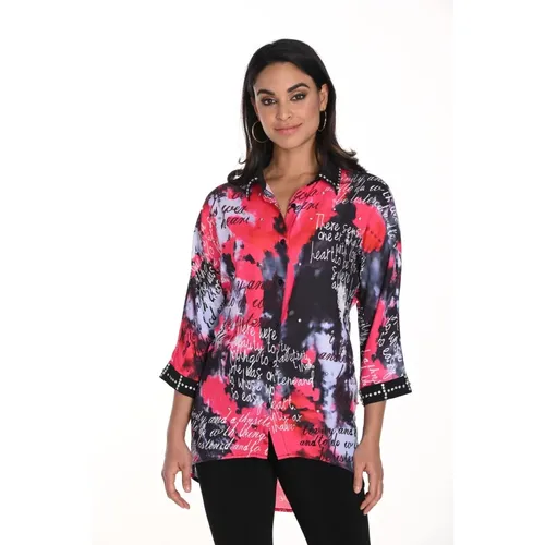 Pink Blouse with ¾ Sleeves and Shirt Collar , female, Sizes: S, 2XL, XL, L, M - Frank Lyman - Modalova