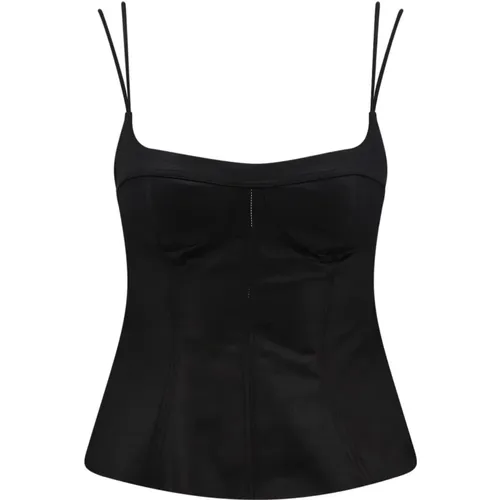 Schwarzes Oberteil mit Reißverschluss und Doppeltem Schulterriemen , Damen, Größe: 2XS - Stella Mccartney - Modalova