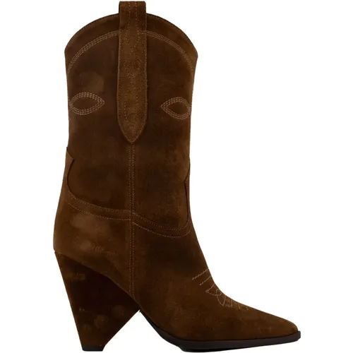 Braune Lederstiefel im Westernstil - Dondup - Modalova