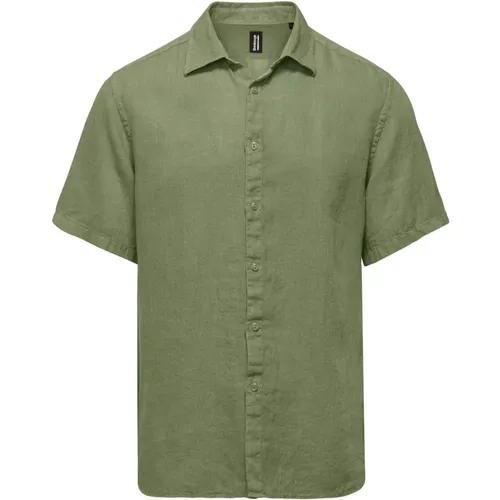 Linen Short Sleeve Shirt , male, Sizes: 2XL, L, XL, M - BomBoogie - Modalova