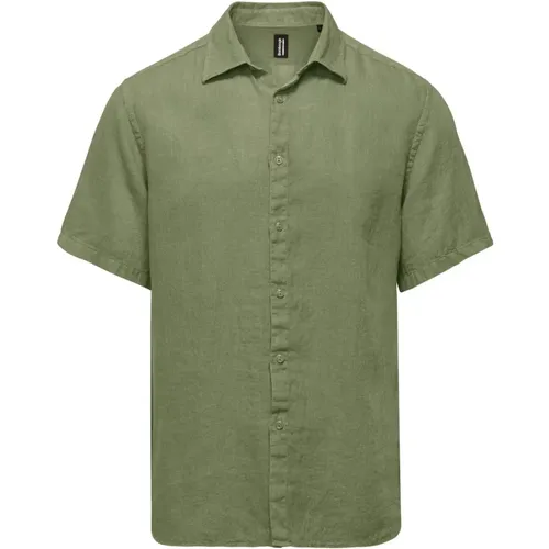 Linen Short Sleeve Shirt , male, Sizes: 3XL, 2XL, L, XL, M - BomBoogie - Modalova