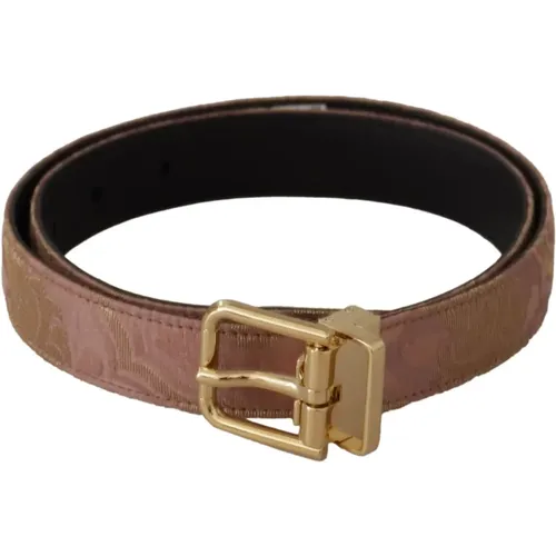 Chic Rose Leather Belt with Logo Buckle , female, Sizes: ONE SIZE - Dolce & Gabbana - Modalova