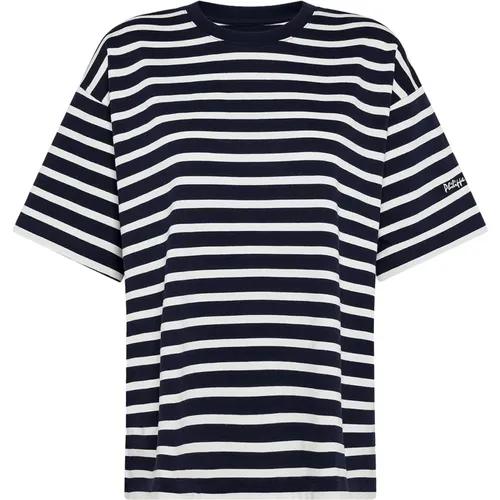 Gestreiftes Baumwoll-T-Shirt im Französischen Stil , Damen, Größe: XS - Philippe Model - Modalova