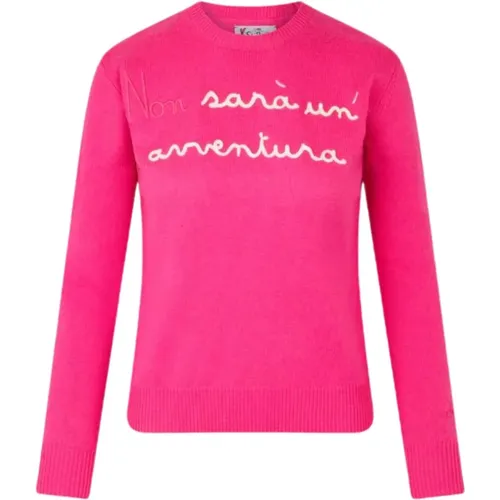 Fuchsia Sweater with Fluo Embroidery , female, Sizes: L - MC2 Saint Barth - Modalova