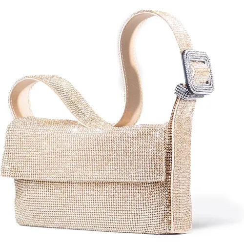 Crystal Mesh Shoulder Bag in Sand , female, Sizes: ONE SIZE - Benedetta Bruzziches - Modalova