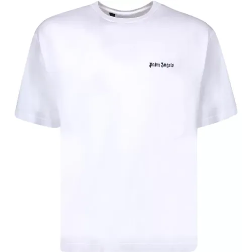 Minimalistisches Baumwoll-T-Shirt mit Besticktem Logo , Herren, Größe: L - Palm Angels - Modalova