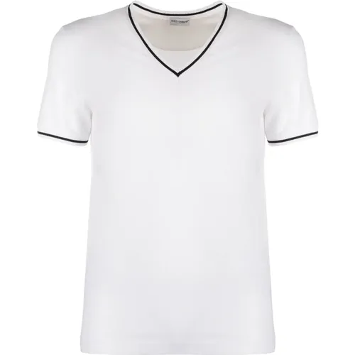 V-neck T-shirt , male, Sizes: S, L - Dolce & Gabbana - Modalova