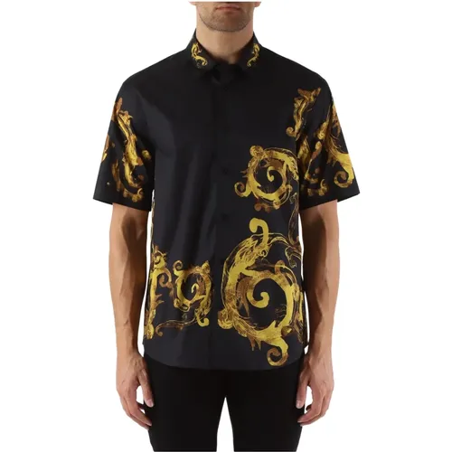 Regular Fit Cotton Shirt with Decorative Motif , male, Sizes: M, XL - Versace Jeans Couture - Modalova