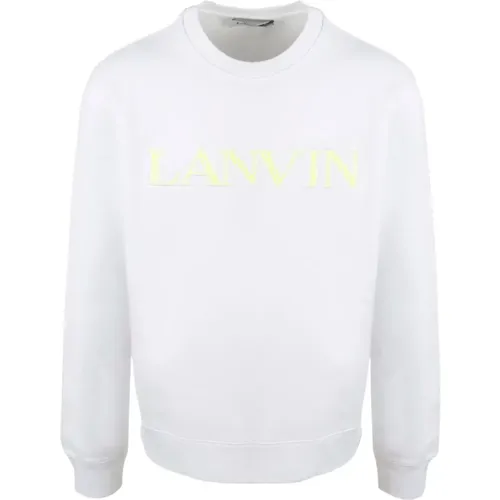 Weißes Baumwoll-Sweatshirt mit Besticktem Patch-Logo , Herren, Größe: L - Lanvin - Modalova