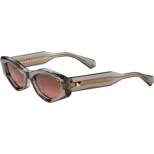 Translucent Grey White Gold Sunglasses , unisex, Sizes: 51 MM - Valentino - Modalova