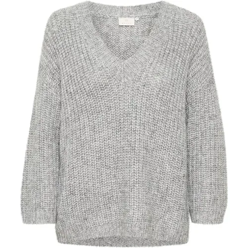 Grau Silber Metallic Strickpullover , Damen, Größe: 2XL - Kaffe - Modalova