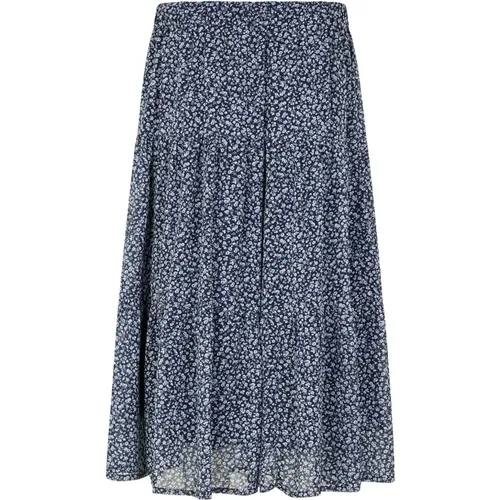 Blue Flower Print Midi Skirt , female, Sizes: XS, L, 2XL - Lollys Laundry - Modalova