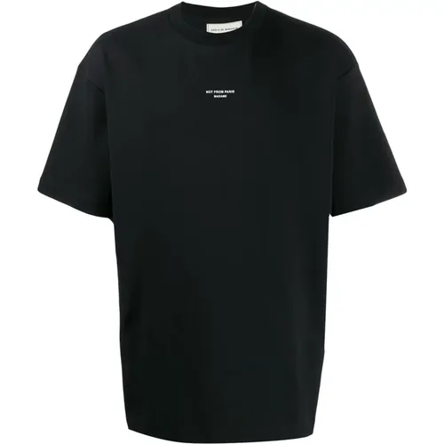 Schwarzes T-Shirt - Klassischer Stil , Herren, Größe: M - Drole de Monsieur - Modalova