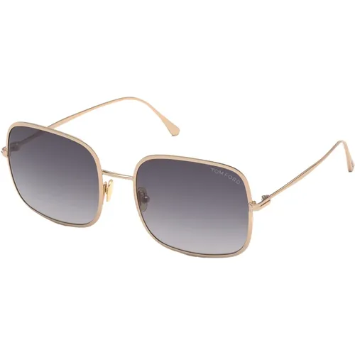 Keira Sunglasses in Shiny Rose Gold/Grey Shaded , female, Sizes: 58 MM - Tom Ford - Modalova