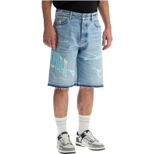 Zerissene Denim-Logo-Bermuda-Shorts - Amiri - Modalova