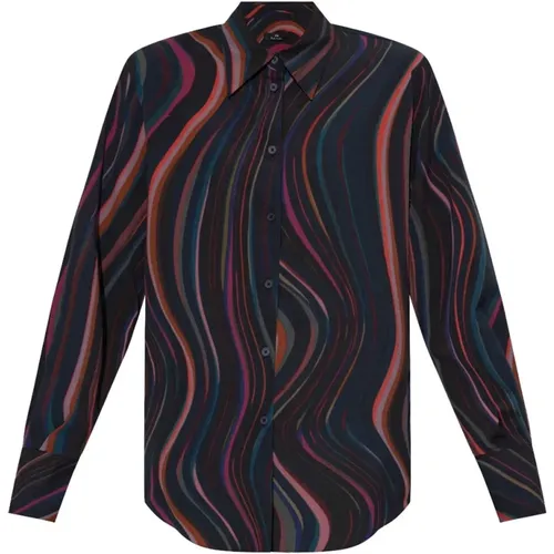 Blaues Hemd mit Grafischem Druck und Knöpfen , Damen, Größe: 2XS - Paul Smith - Modalova