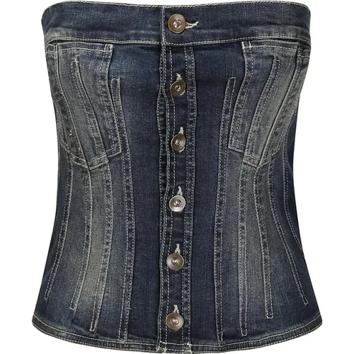 Button-Up Corset with Chest Pockets , female, Sizes: S, XS - ACT N°1 - Modalova