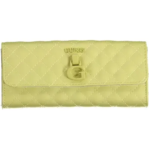 Chic Yellow Wallet with Three Compartments , female, Sizes: ONE SIZE - Guess - Modalova