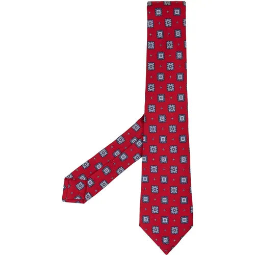 Red Silk Geometric Flower Tie , male, Sizes: ONE SIZE - Kiton - Modalova