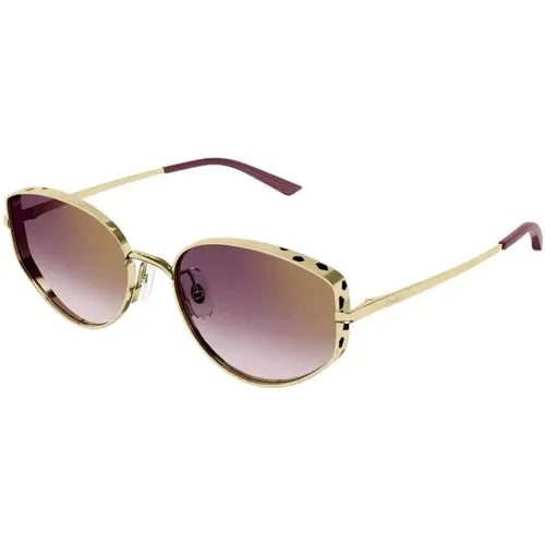 Gold and Red Metal Sunglasses , unisex, Sizes: 58 MM - Cartier - Modalova