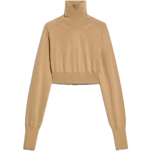 Beiger Woll-Mock-Neck-Pullover - SPORTMAX - Modalova