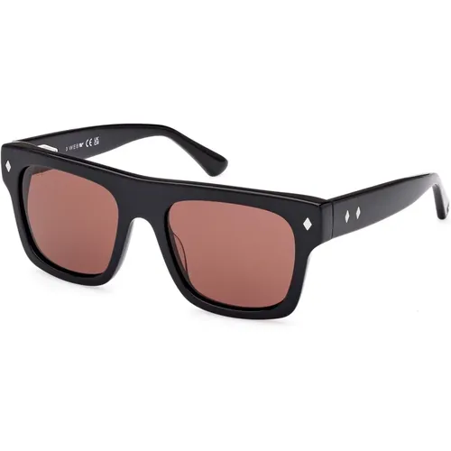 Herren Sonnenbrille Quadratisch Schwarz Glänzend - WEB Eyewear - Modalova