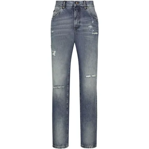 Classic Wide Leg Jeans with Worn Effect , male, Sizes: M, L, S - Dolce & Gabbana - Modalova