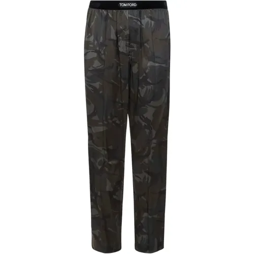 Camo Silk Pajama Pants , male, Sizes: XS - Tom Ford - Modalova