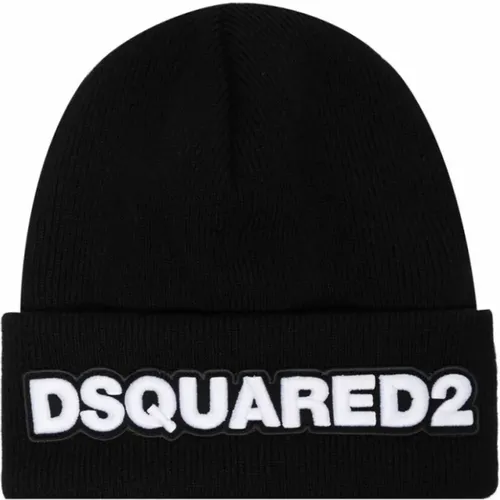 Logo Beanie Knitted Wool , male, Sizes: ONE SIZE - Dsquared2 - Modalova