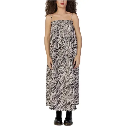 Beige Print Kleid mit Quadratischem Ausschnitt , Damen, Größe: 3XL - Vila - Modalova