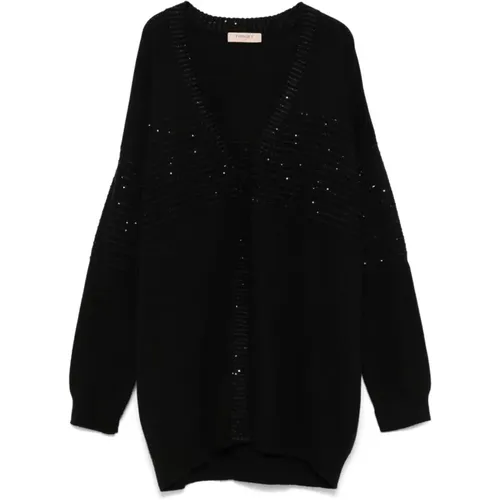 Schwarzer Cardigan Pullover , Damen, Größe: S - Twinset - Modalova