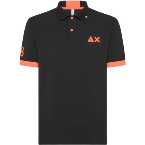 Schwarze Polo Logo T-Shirts und Polos , Herren, Größe: M - Sun68 - Modalova