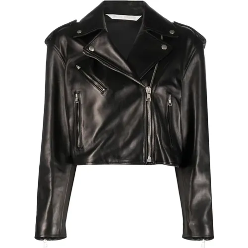 Cropped Leather Jacket , female, Sizes: XS - Palm Angels - Modalova