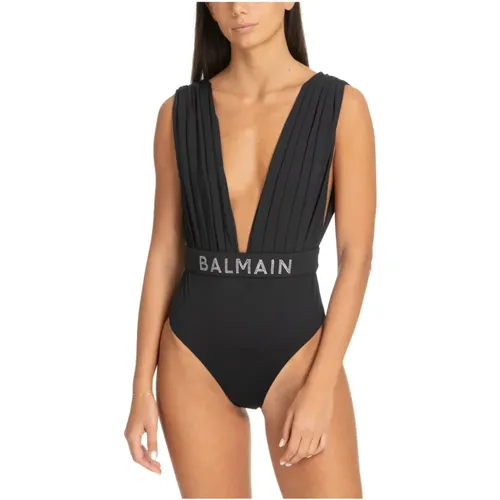 Glitter Logo Swimsuit , female, Sizes: M - Balmain - Modalova