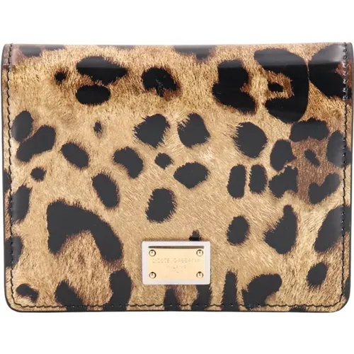 Animalier Print Leather Wallet , female, Sizes: ONE SIZE - Dolce & Gabbana - Modalova