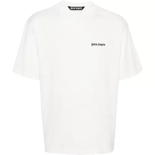 Weißes Logo-Print Crew Neck T-Shirt , Herren, Größe: L - Palm Angels - Modalova