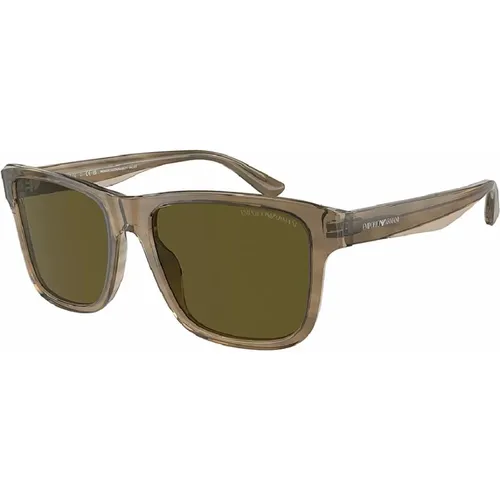 Grün/Braune Sonnenbrille mit dunkelbraunen Gläsern - Emporio Armani - Modalova