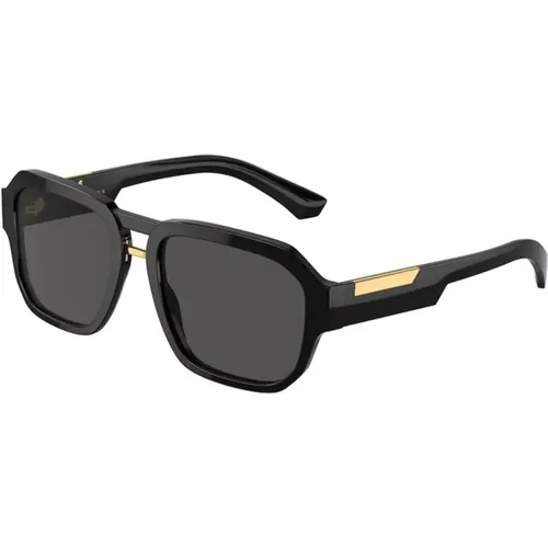 Schwarze Sonnenbrille mit dunkelgrauen Gläsern , unisex, Größe: 56 MM - Dolce & Gabbana - Modalova