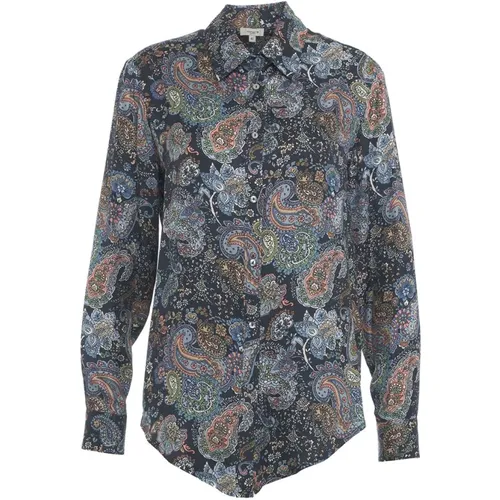 Bluse mit Paisley-Print, Abgerundeter Saum, Lange Ärmel - Himon's - Modalova