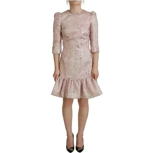 Party Dresses,Rosa Jacquard Sheath Midi Kleid - Dolce & Gabbana - Modalova