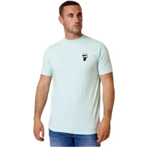 Mintgrünes T-Shirt mit Karl-Icon , Herren, Größe: XS - Karl Lagerfeld - Modalova