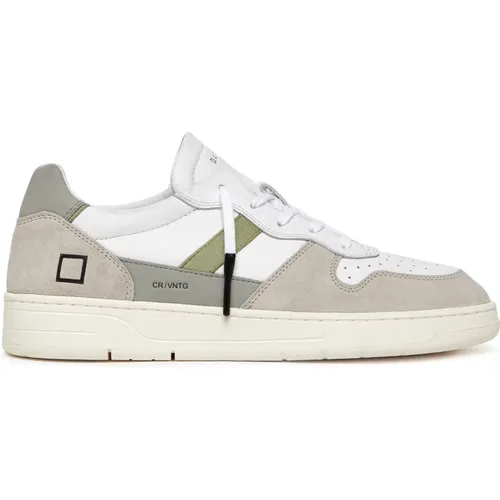 White Leather and Suede Low Sneakers , male, Sizes: 7 UK, 9 UK, 8 UK, 10 UK, 11 UK - D.a.t.e. - Modalova