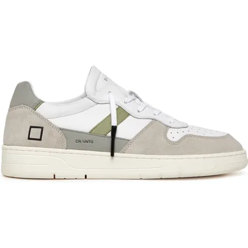 White Leather and Suede Low Sneakers , male, Sizes: 8 UK - D.a.t.e. - Modalova