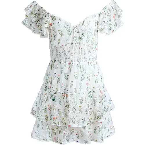 Floral Embroidered Ruffled Dress , female, Sizes: S, XS, 2XS - alice + olivia - Modalova