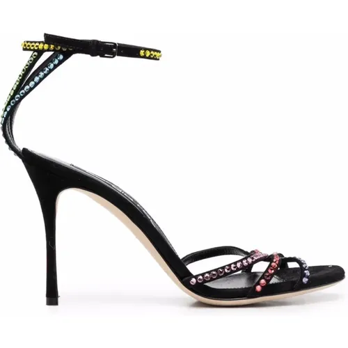 Schwarze High Heel Sandalen mit Kristallverzierung , Damen, Größe: 36 1/2 EU - Sergio Rossi - Modalova
