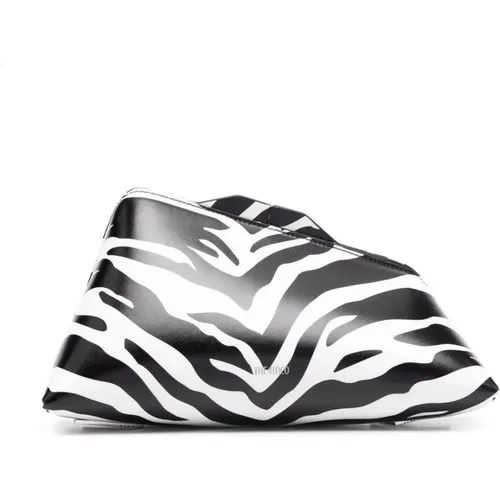 Logo-Print Clutch Tasche in Weiß/Schwarz Zebra Print - The Attico - Modalova