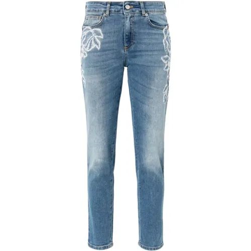 Blaue Denim-Jeans mit Blumenstickerei , Damen, Größe: S - Ermanno Scervino - Modalova