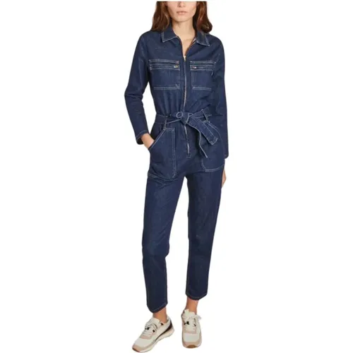 Denim Jumpsuit with Heart Appliqué , female, Sizes: L - La Petite Française - Modalova